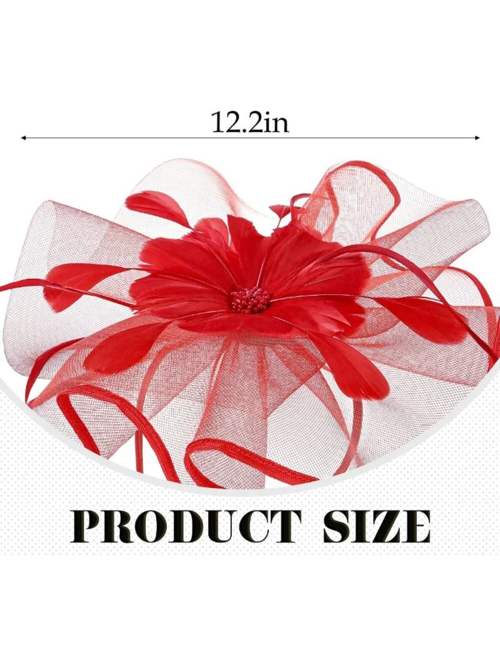 Vintage Tea Party Hat - Mesh Kentucky Fascinator Headband with Flower & Feather
